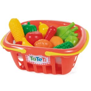 CESTA ROJA CON FRUTAS Y VERDURAS Ta Te Ti