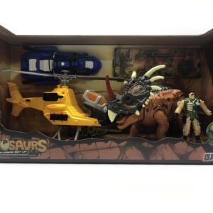 SET DE GUERRA, BARCO, HELICOPTERO PERSONAJE Y DINOSAURIO