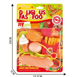 JUEGO DE COMIDA DE HAMBURGUESA Y PANCHO CON VAJILLA