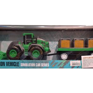 VEHÍCULO DE GRANJA CON VALLA, TRANSPORTA CAJAS DE MADERA