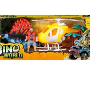 JUEGO DE RESCATE DE DINOSAURIOS CON HELICOPTERO Y PERSONAJE