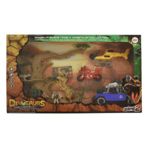 SET MILITAR C/DINOSAURIO, AUTO, MOTO Y HELICÓPTERO