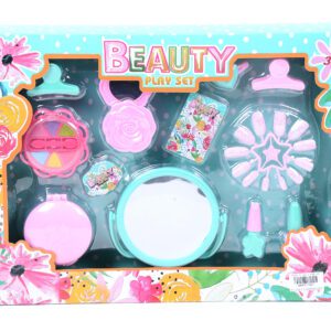 SET DE BELLEZA ROSADO CON UÑAS, MAQUILLAJE Y ESPEJO