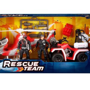 EQUIPO DE RESCATE CON VEHICULOS Y PERONAJE