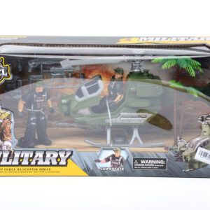 HELICOPTERO CON 2 SOLDADOS Y CONJUNTO MILITAR DE ARMAS