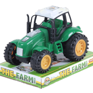 TRACTOR DE GRANJA VERDE Y ROJO A FRICCIÓN