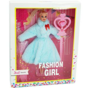 MUÑECA 30 CM CON ABRIGO DE PIEL Y VARITA