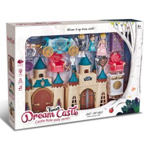 CASTILLO CON LUZ  JUEGO DE MUEBLES CARRO Y FAMILIA