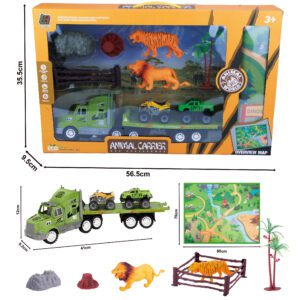 CAMION DE REMOLQUE CON ANIMALES DE LA SELVA Y CORRAL.