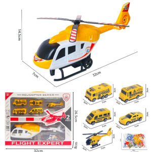 HELICOPTERO CON VEHICULOS DE CARRERA