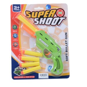 PISTOLA SUPER SHOT VERDE C/DARDOS DE GOMA EVA