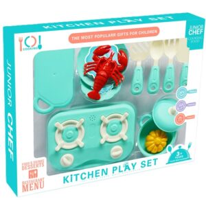 SET DE COCINA EN CAJA CELESTE C/CANGREJO