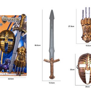 JUEGO DE ESPADA COLOR BRONCE CON MÁSCARA Y GUANTE