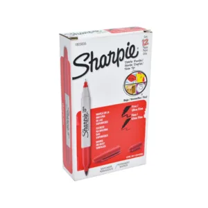 CAJA MARCADOR PERMANENTE DOBLE PUNTA FINA Y UL.FINA ROJO X12