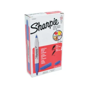 CAJA MARCADOR PERMANENTE DOBLE PUNTA FINA Y UL.FINA AZUL X12