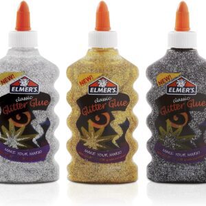 CAJA CASCOLA C/GLITTER X3 NEGRA DORADA Y PLATEADA