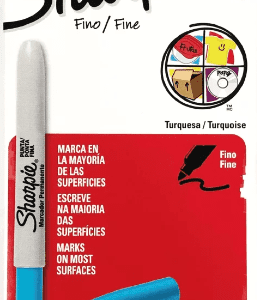 MARCADOR PERMANENTE FINO TURQUESA EN CAJA X6