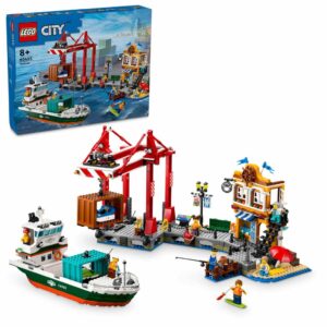 LEGO PUERTO MARÍTIMO CON BUQUE DE MERCANCÍAS 8+