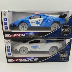 AUTO DE POLICÍA CON MÚSICA, SONIDO Y PUERTAS QUE SE ABREN